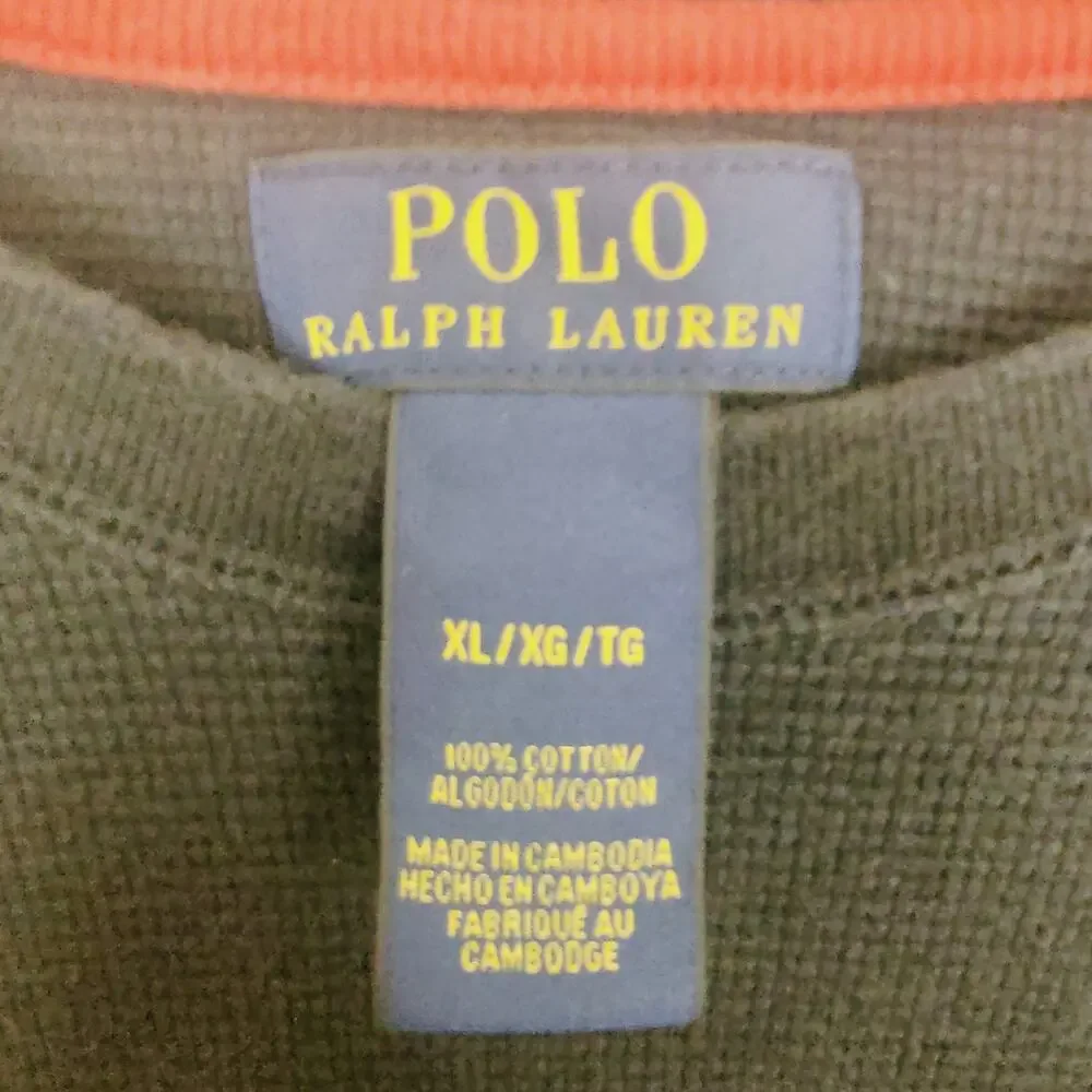 Polo Ralph Lauren black waffle knit thermal shirt Size XL Casual Preppy Minimal